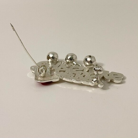 Vintage Merry Christmas Brooch Jingle Bells Pin - Picture 11 of 15